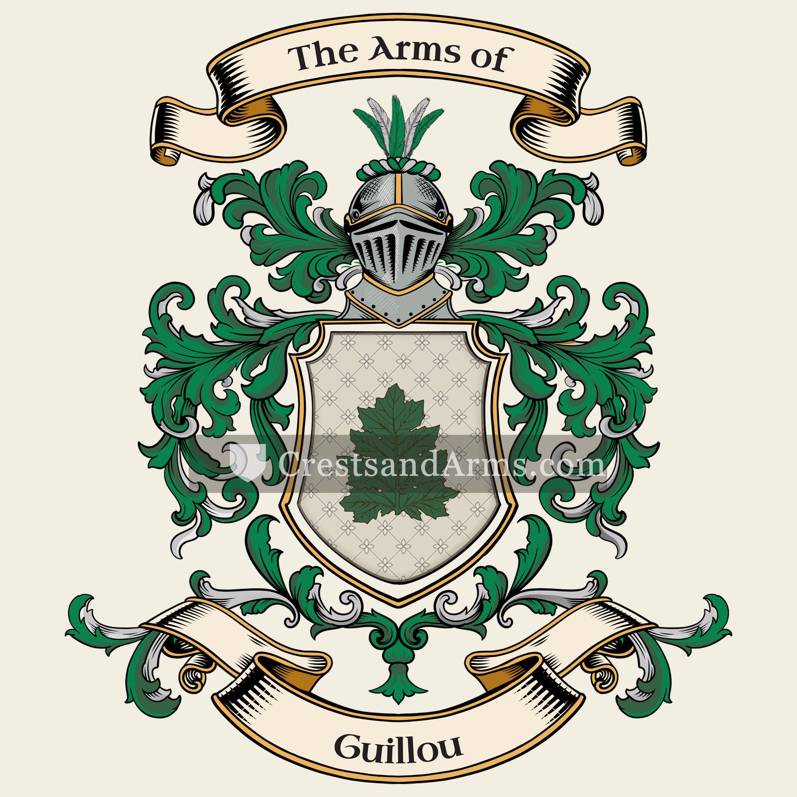 The Guillou coat of arms, drawn from the recorded blazon