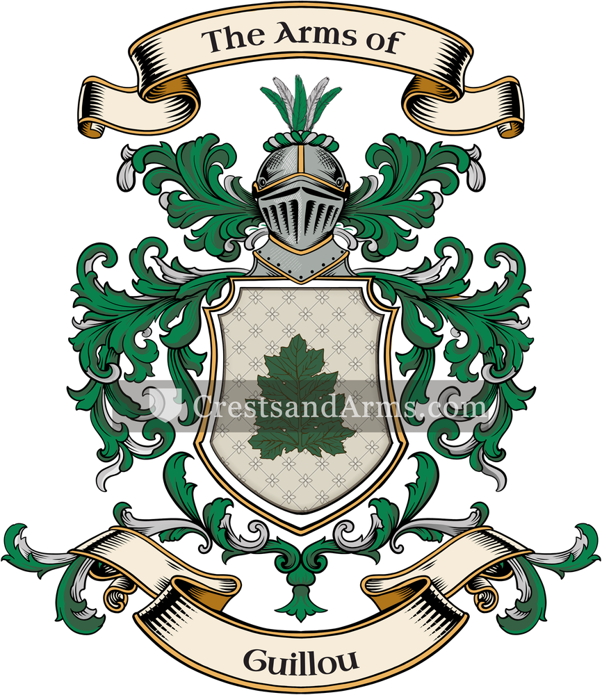 The Guillou coat of arms, drawn from the recorded blazon