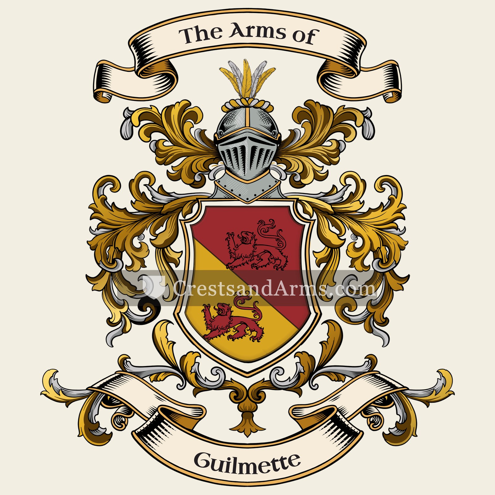 The Guilmette coat of arms, drawn from the recorded blazon