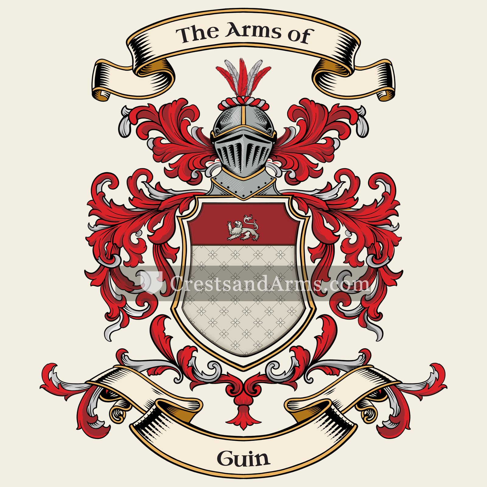 The Guin coat of arms, drawn from the recorded blazon