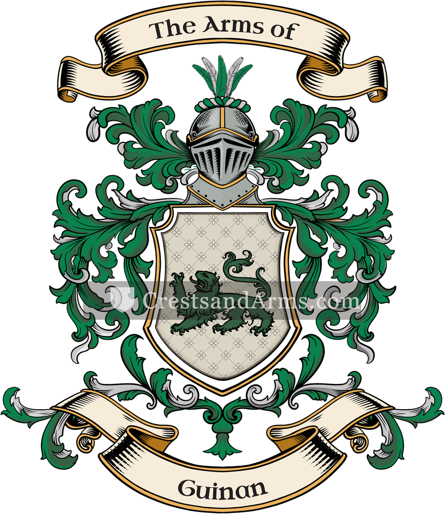The Guinan coat of arms, drawn from the recorded blazon