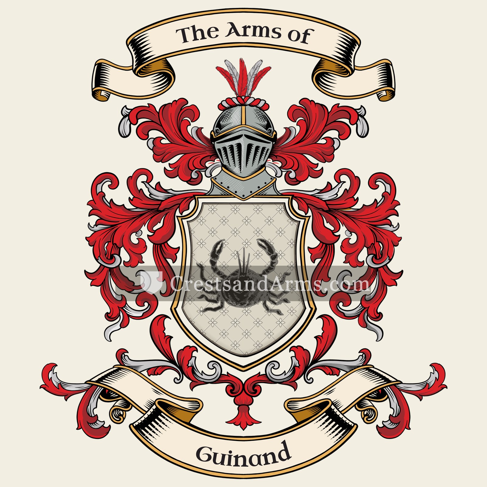 The Guinand coat of arms, drawn from the recorded blazon