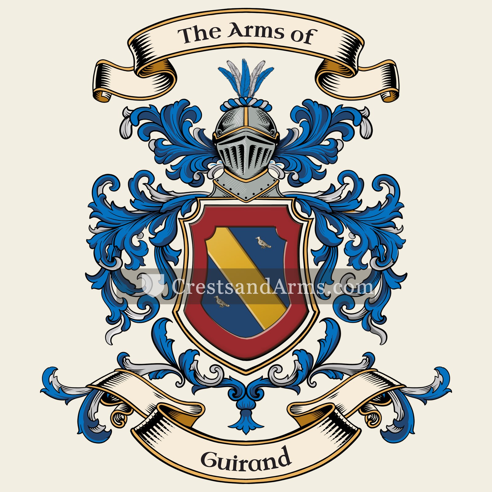 The Guirand coat of arms, drawn from the recorded blazon
