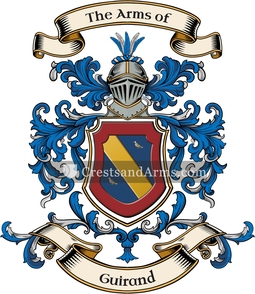 The Guirand coat of arms, drawn from the recorded blazon