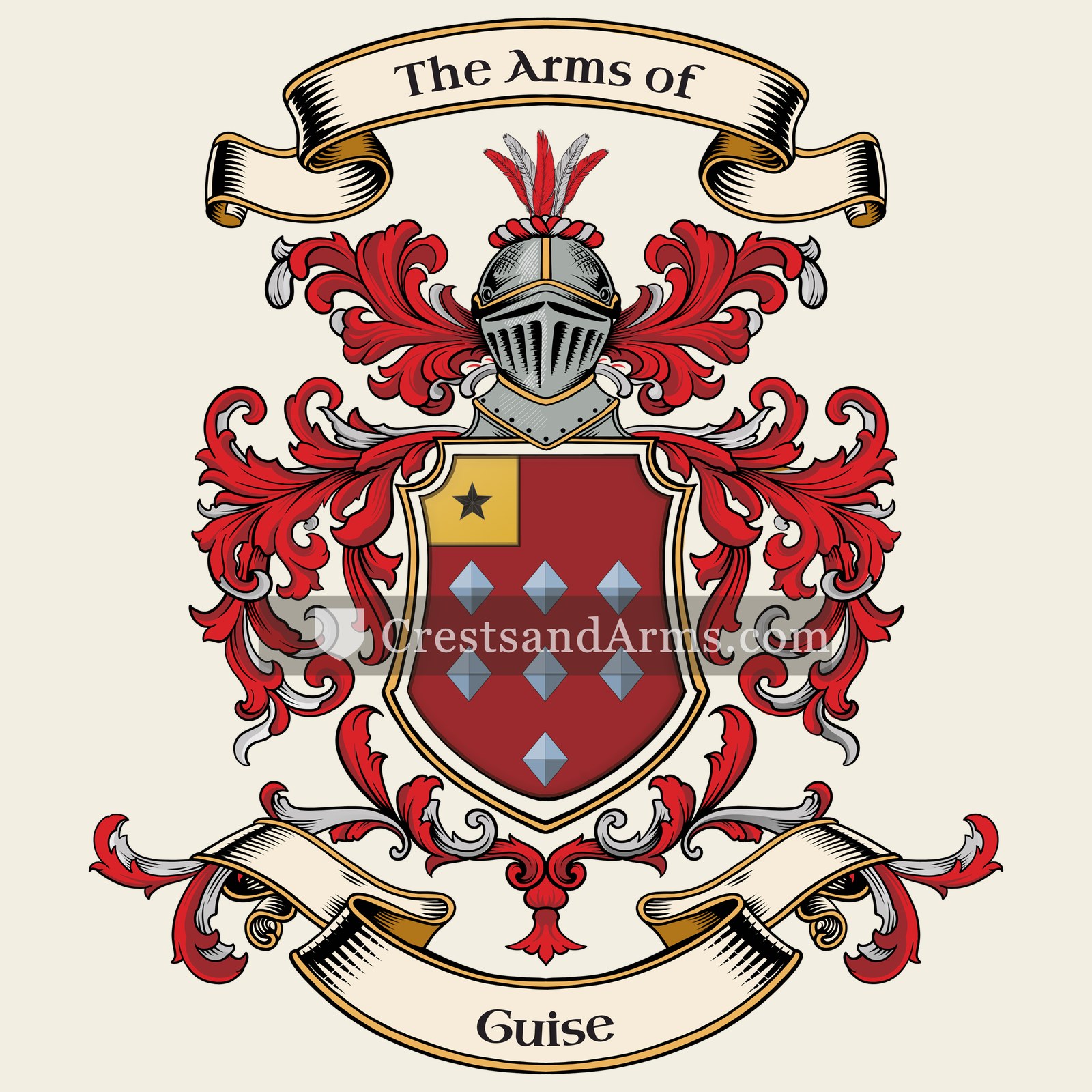 The Guise coat of arms, drawn from the recorded blazon