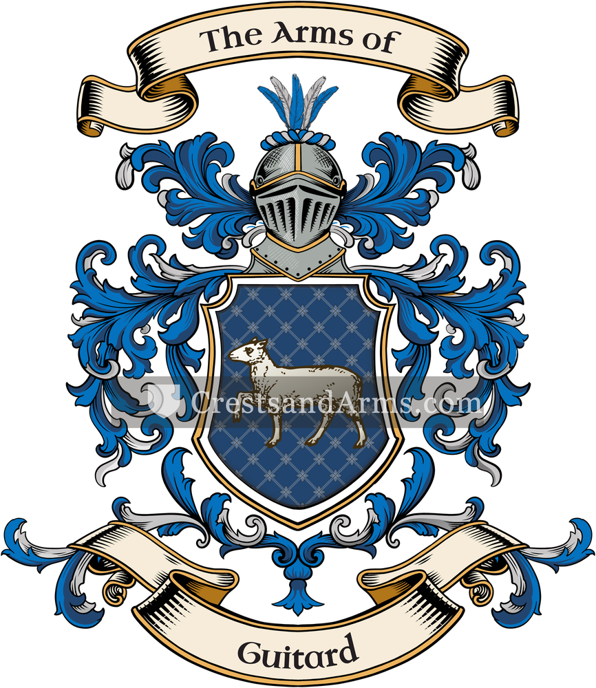 The Guitard coat of arms, drawn from the recorded blazon