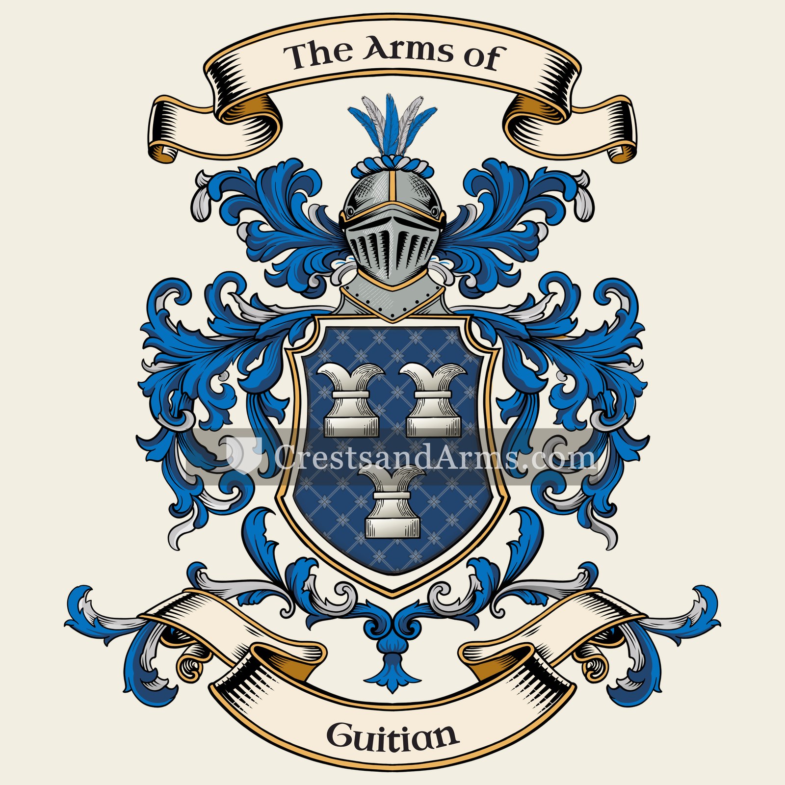 The Guitian coat of arms, drawn from the recorded blazon