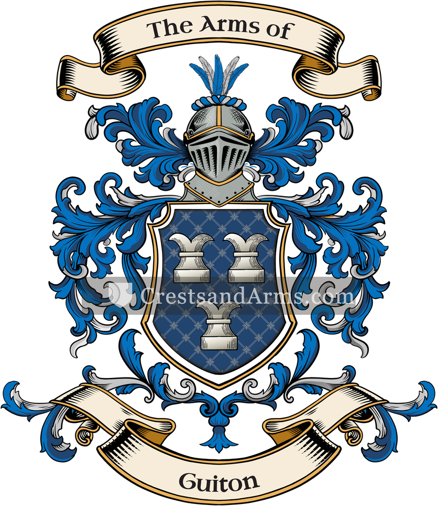 The Guiton coat of arms, drawn from the recorded blazon