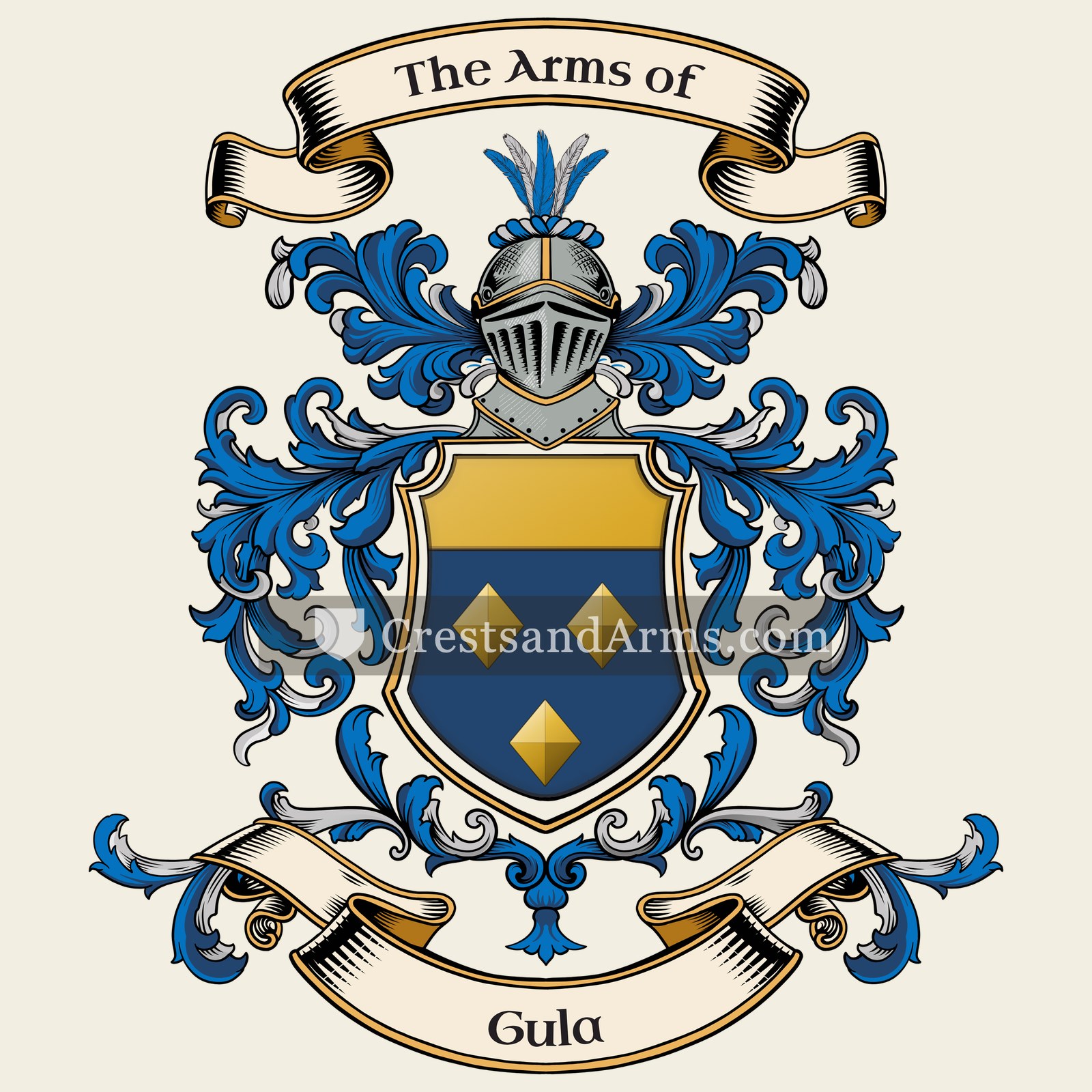 The Gula coat of arms, drawn from the recorded blazon