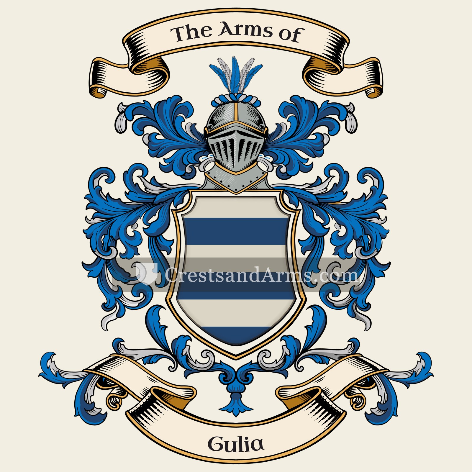 The Gulia coat of arms, drawn from the recorded blazon