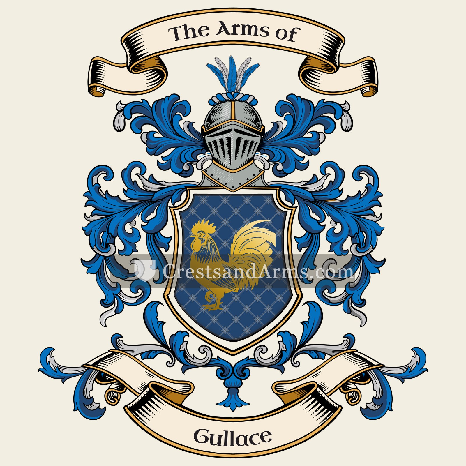 The Gullace coat of arms, drawn from the recorded blazon