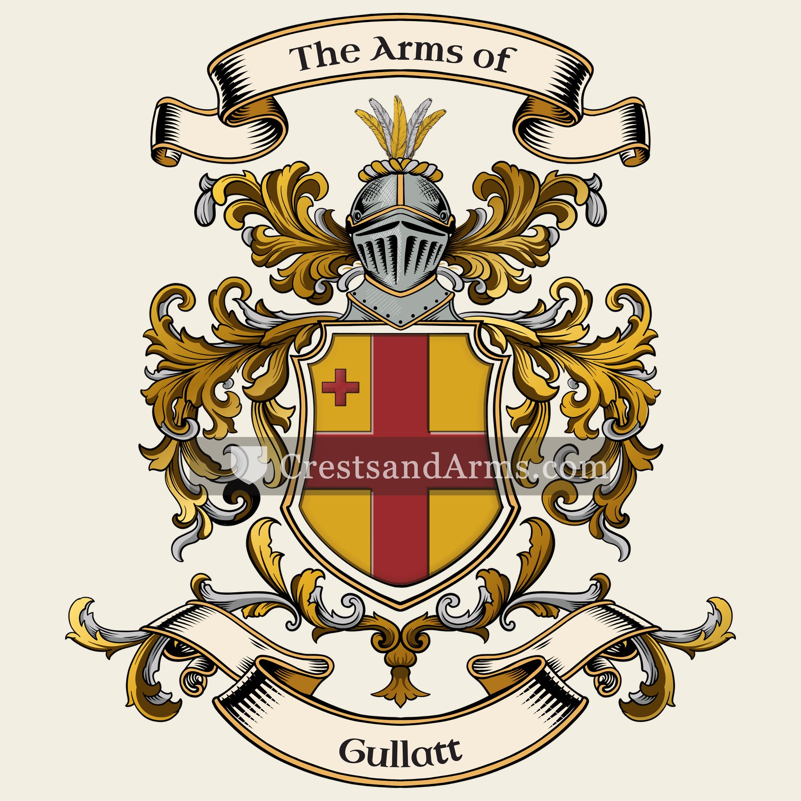 The Gullatt coat of arms, drawn from the recorded blazon