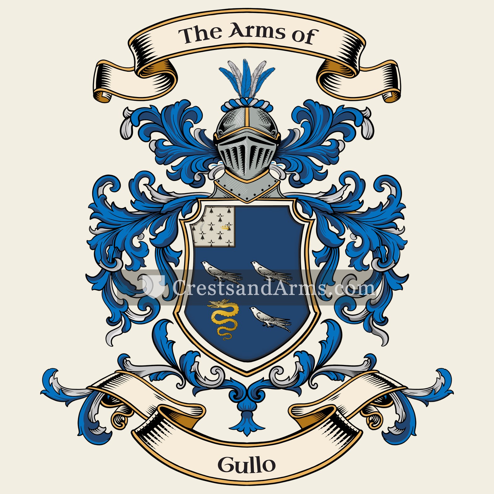 The Gullo coat of arms, drawn from the recorded blazon