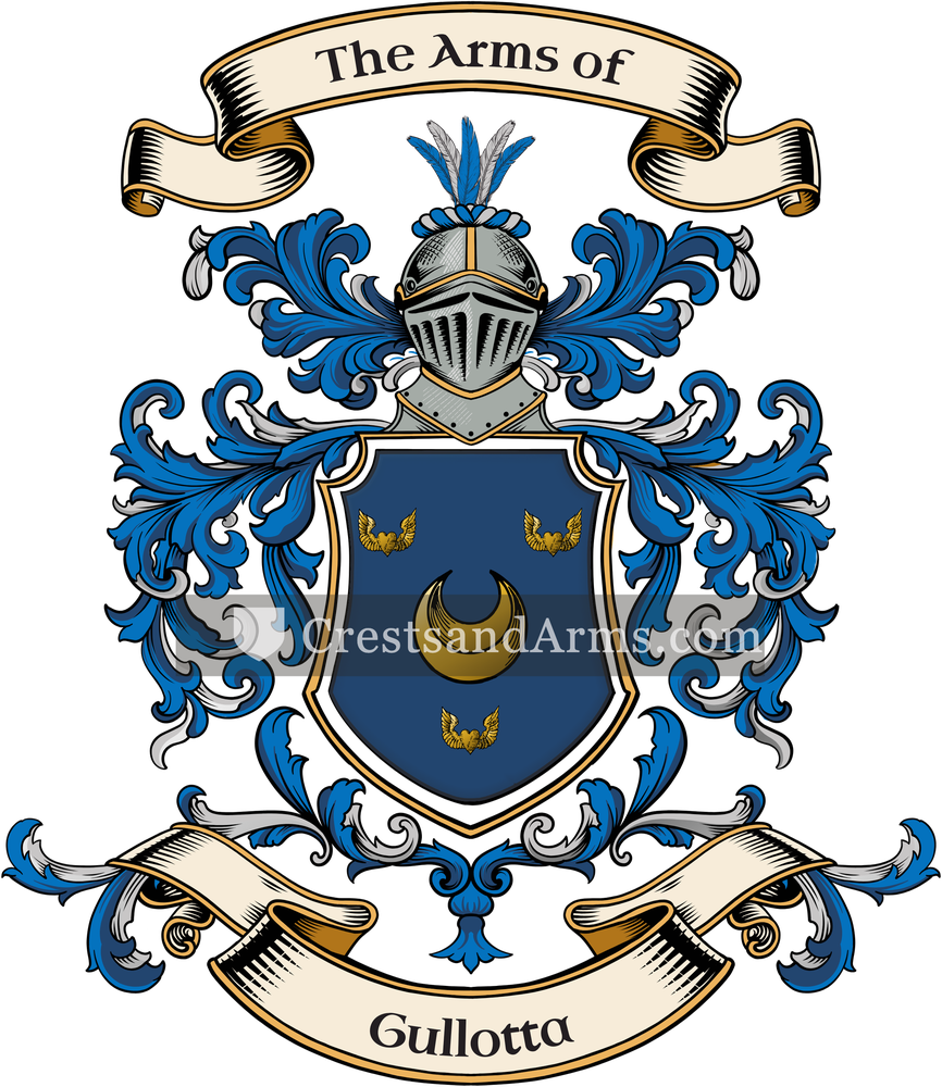 The Gullotta coat of arms, drawn from the recorded blazon