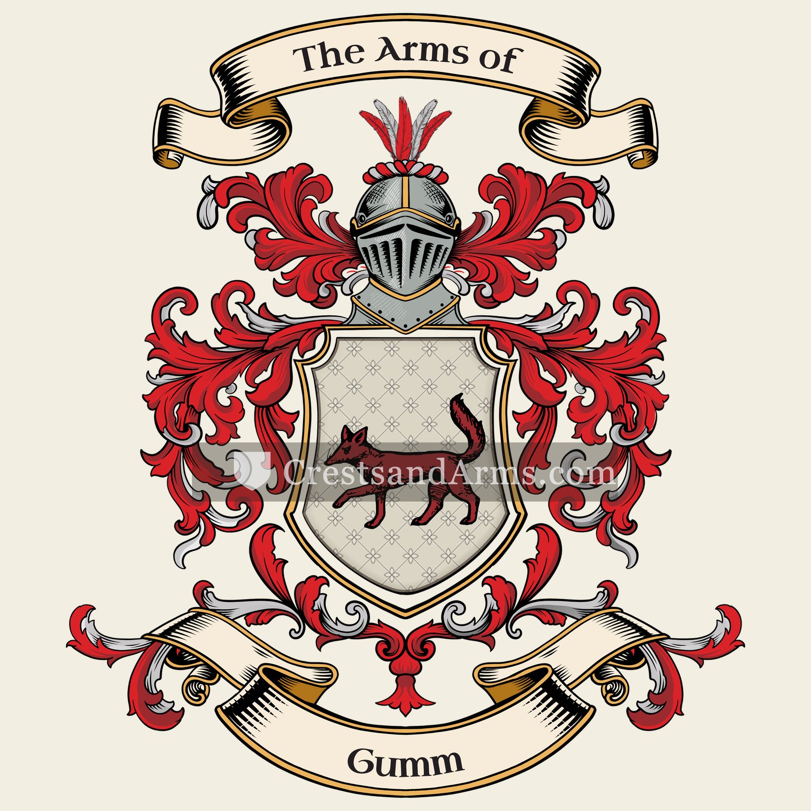 The Gumm coat of arms, drawn from the recorded blazon