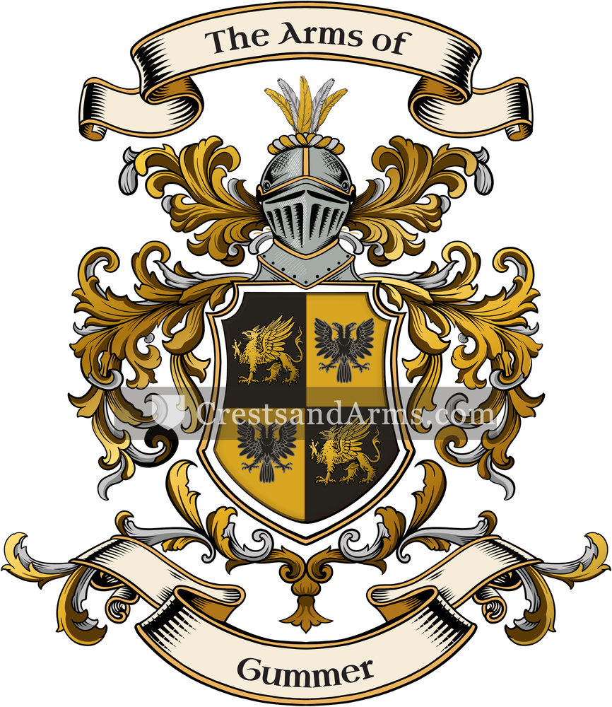 The Gummer coat of arms, drawn from the recorded blazon