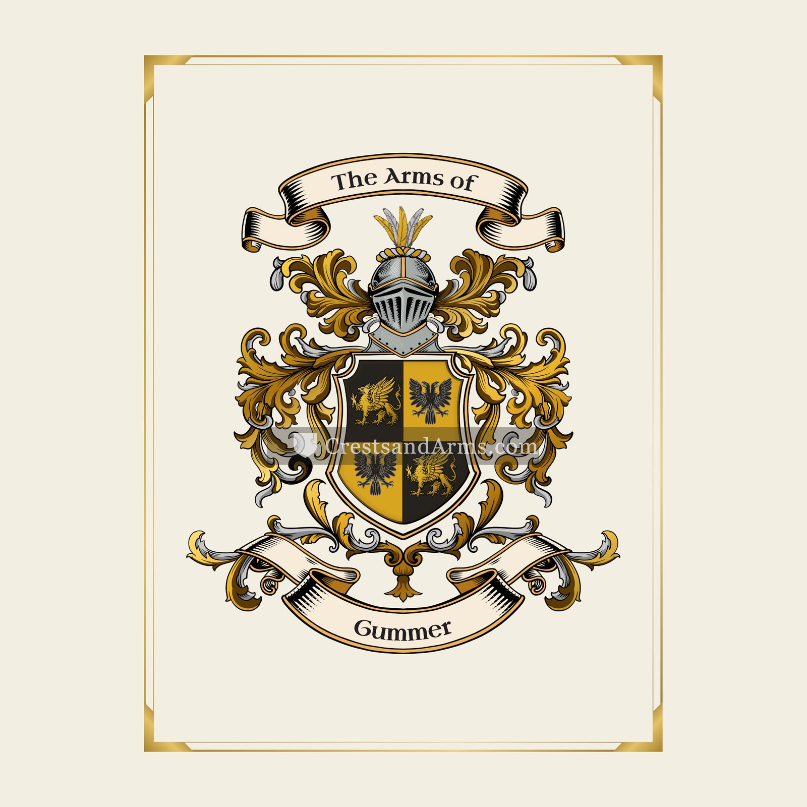 With gold border