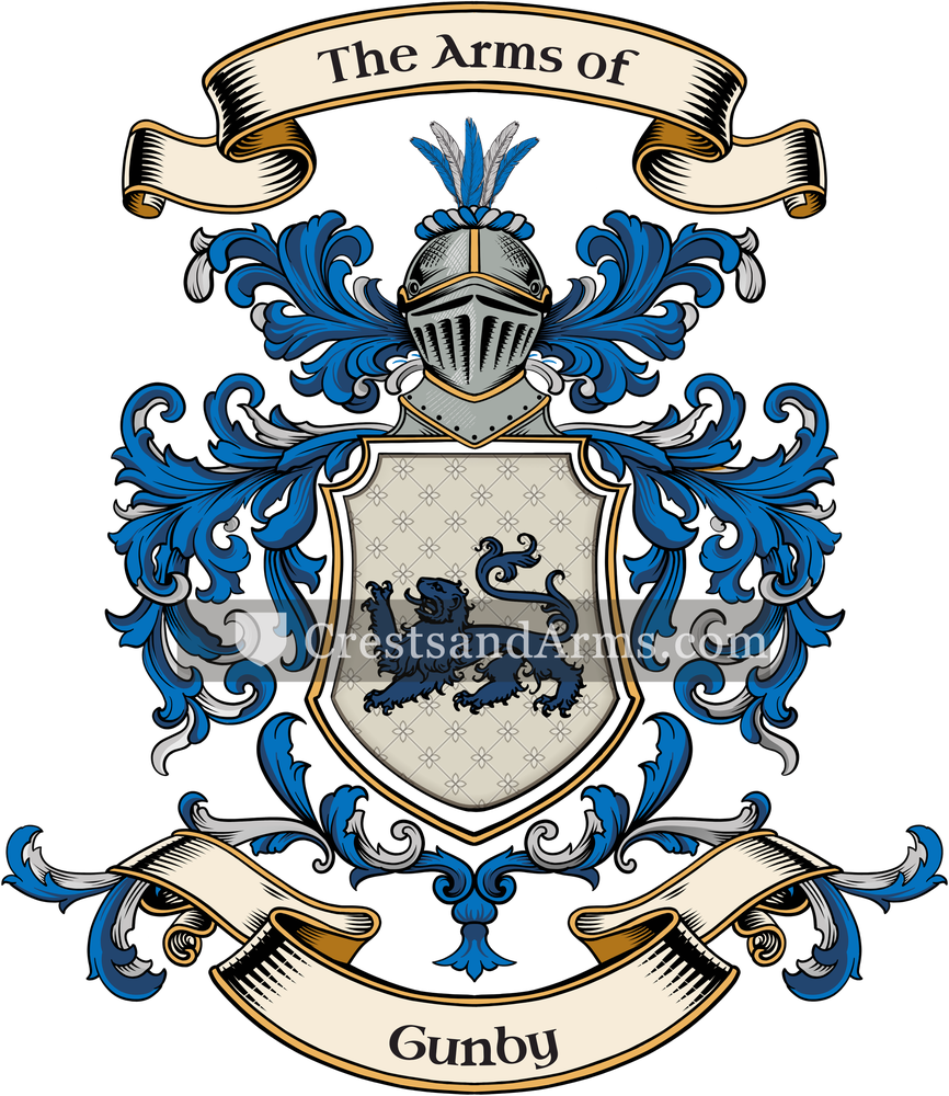 The Gunby coat of arms, drawn from the recorded blazon