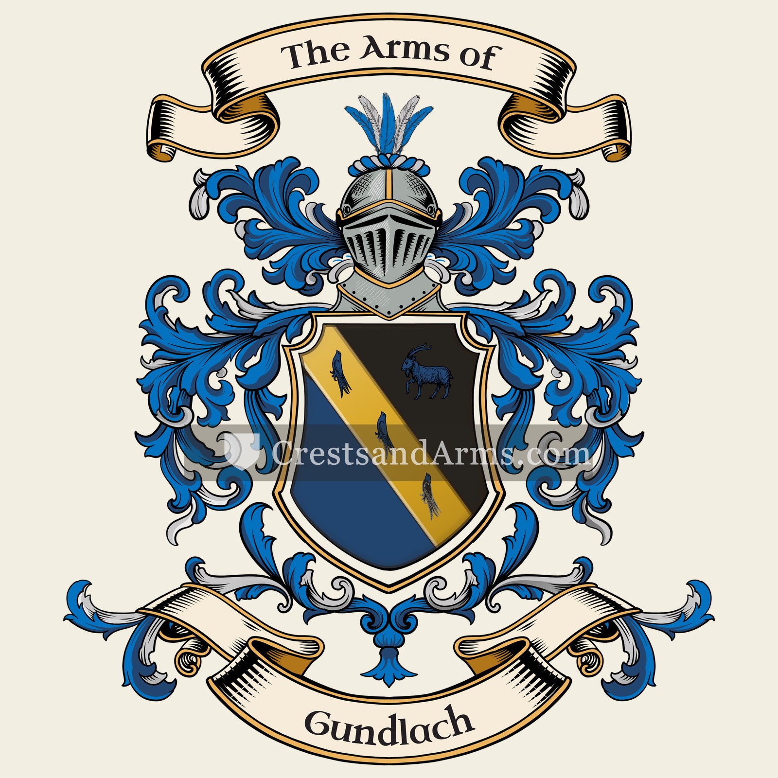 The Gundlach coat of arms, drawn from the recorded blazon