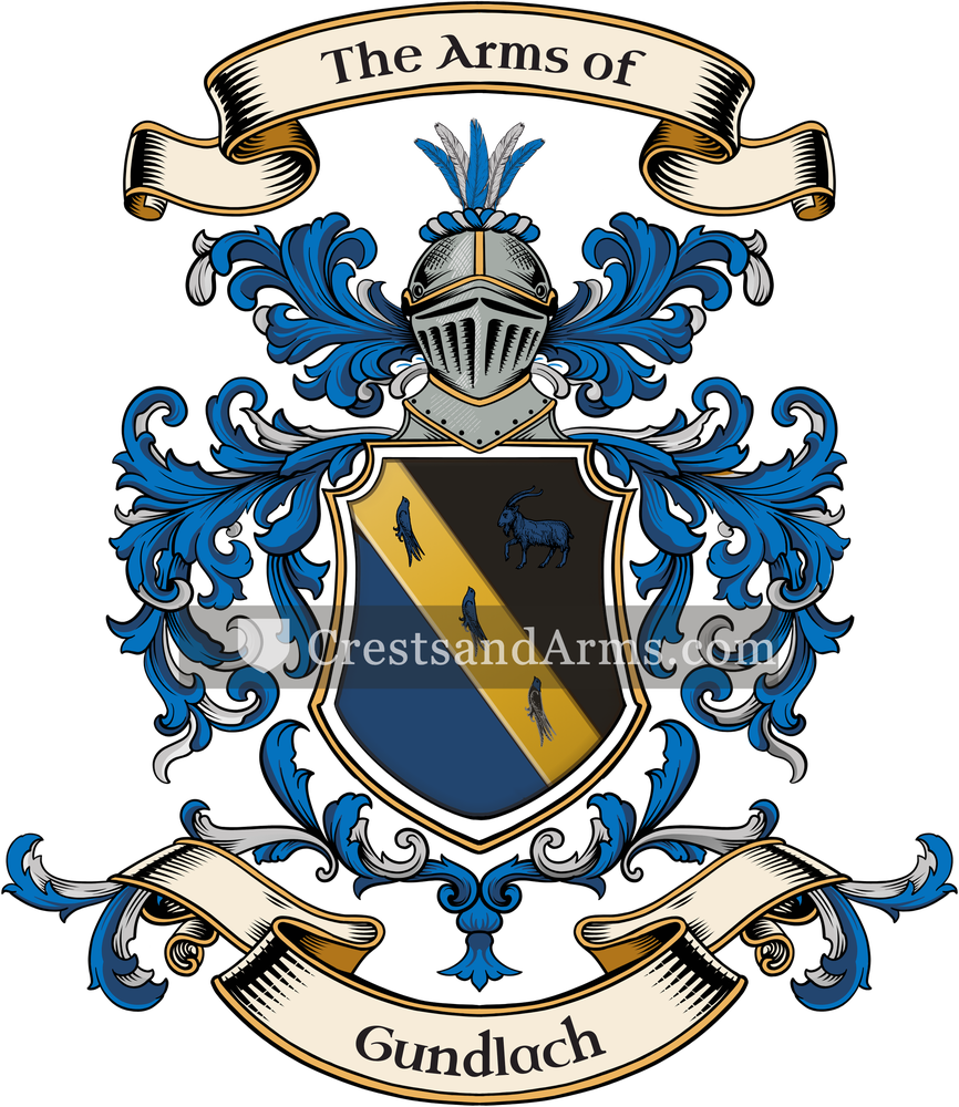 The Gundlach coat of arms, drawn from the recorded blazon