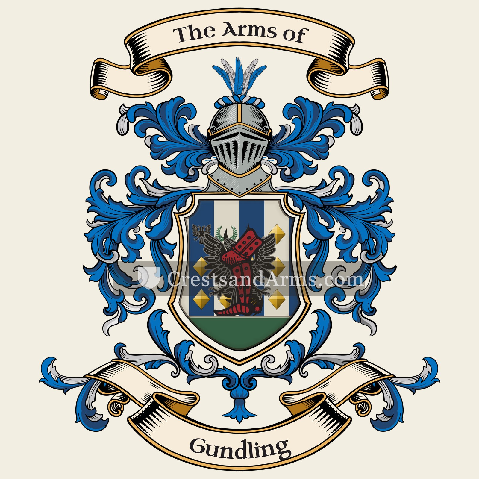 The Gundling coat of arms, drawn from the recorded blazon