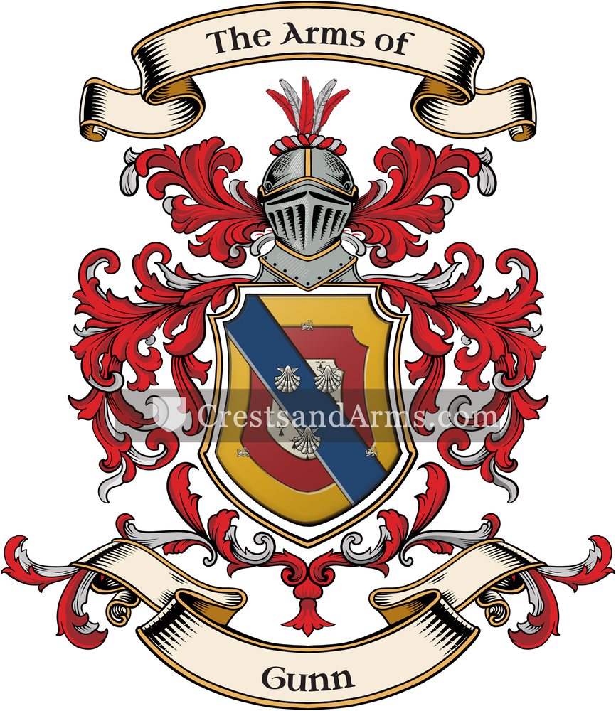The Gunn coat of arms, drawn from the recorded blazon