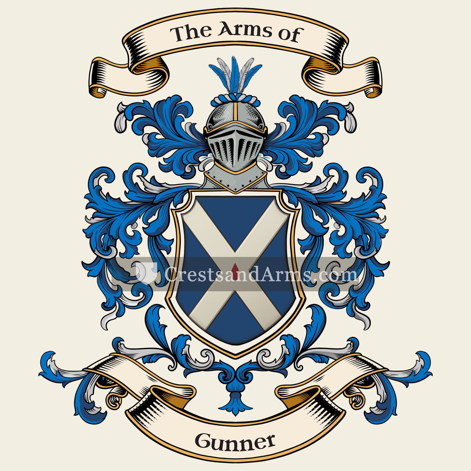 The Gunner coat of arms, drawn from the recorded blazon