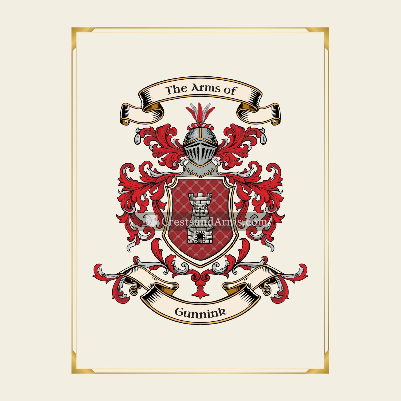 With gold border
