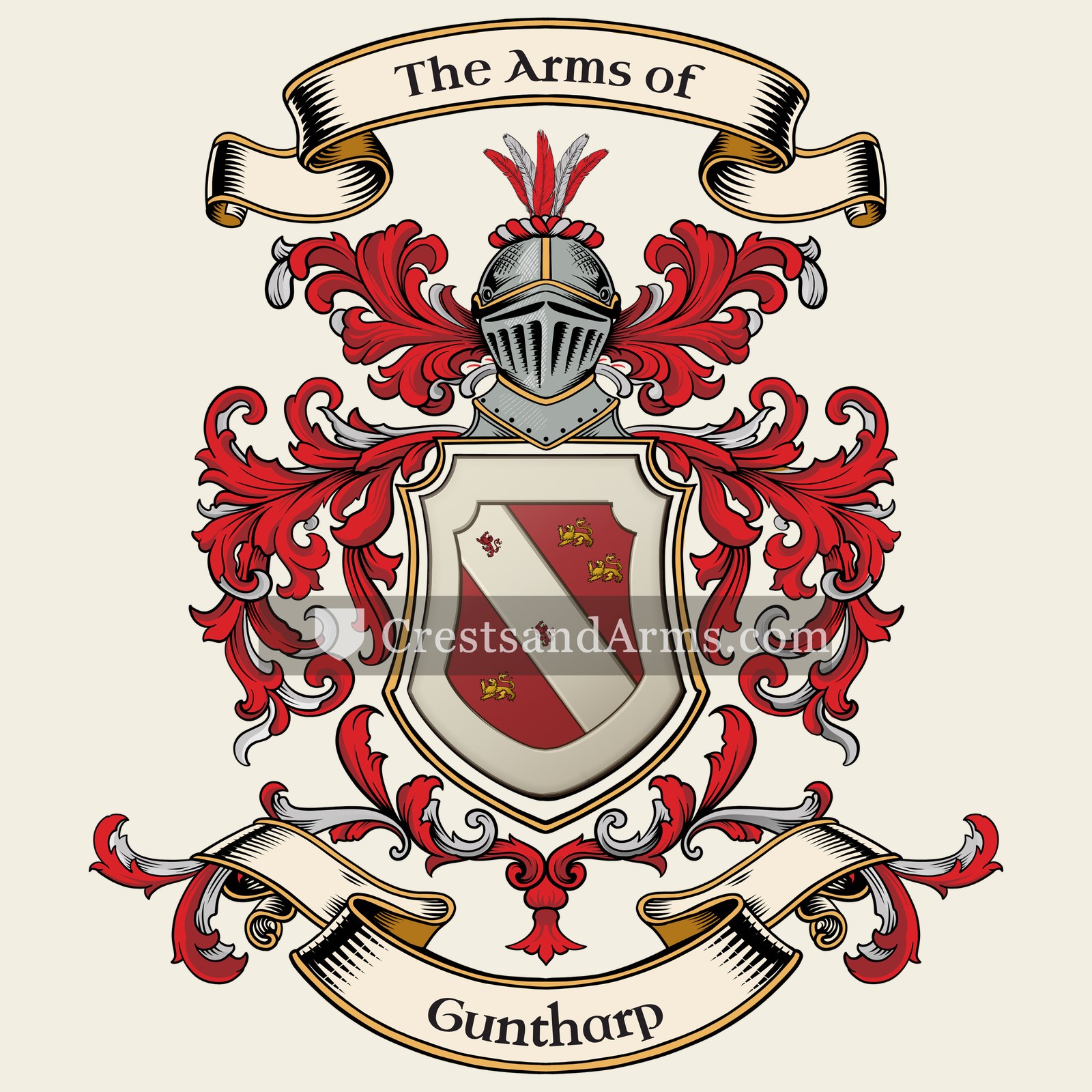 The Guntharp coat of arms, drawn from the recorded blazon