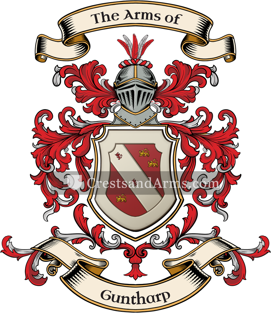 The Guntharp coat of arms, drawn from the recorded blazon