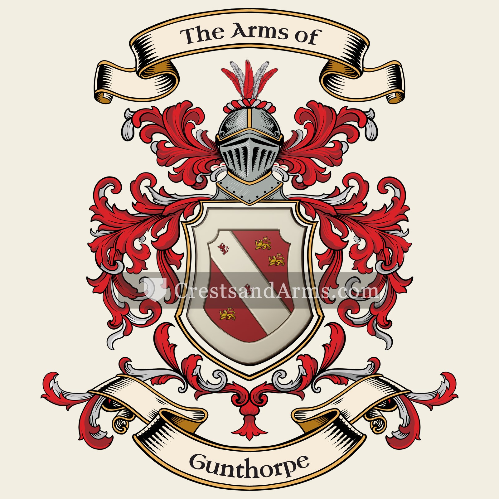 The Gunthorpe coat of arms, drawn from the recorded blazon