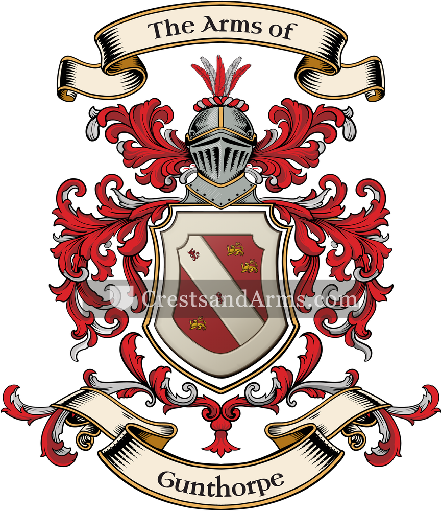 The Gunthorpe coat of arms, drawn from the recorded blazon
