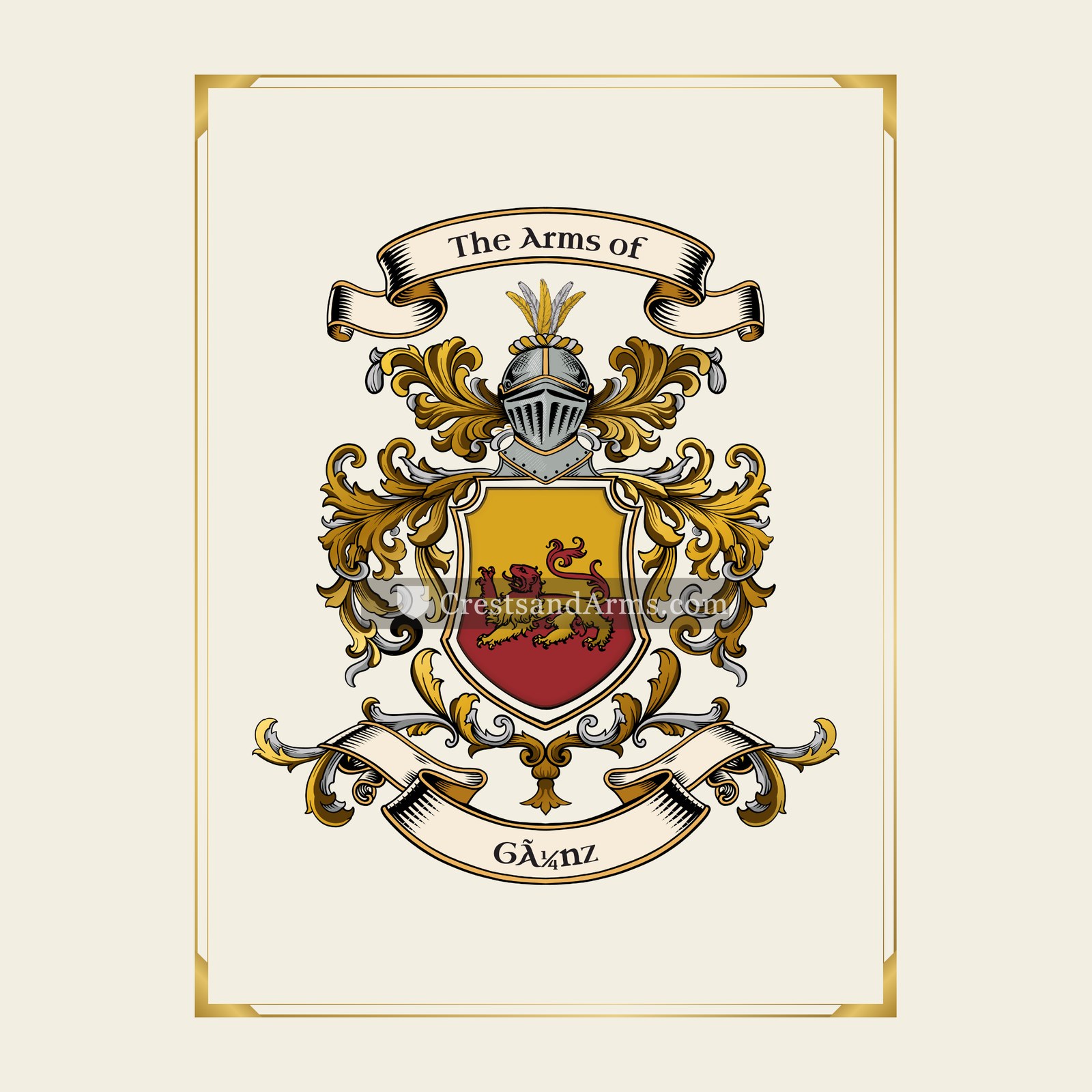 With gold border