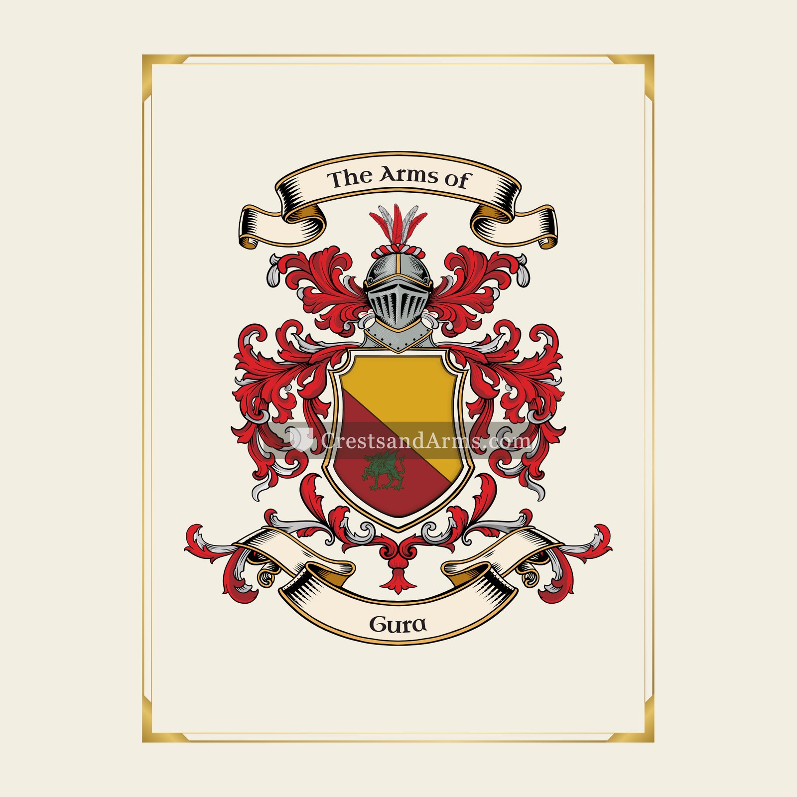 With gold border