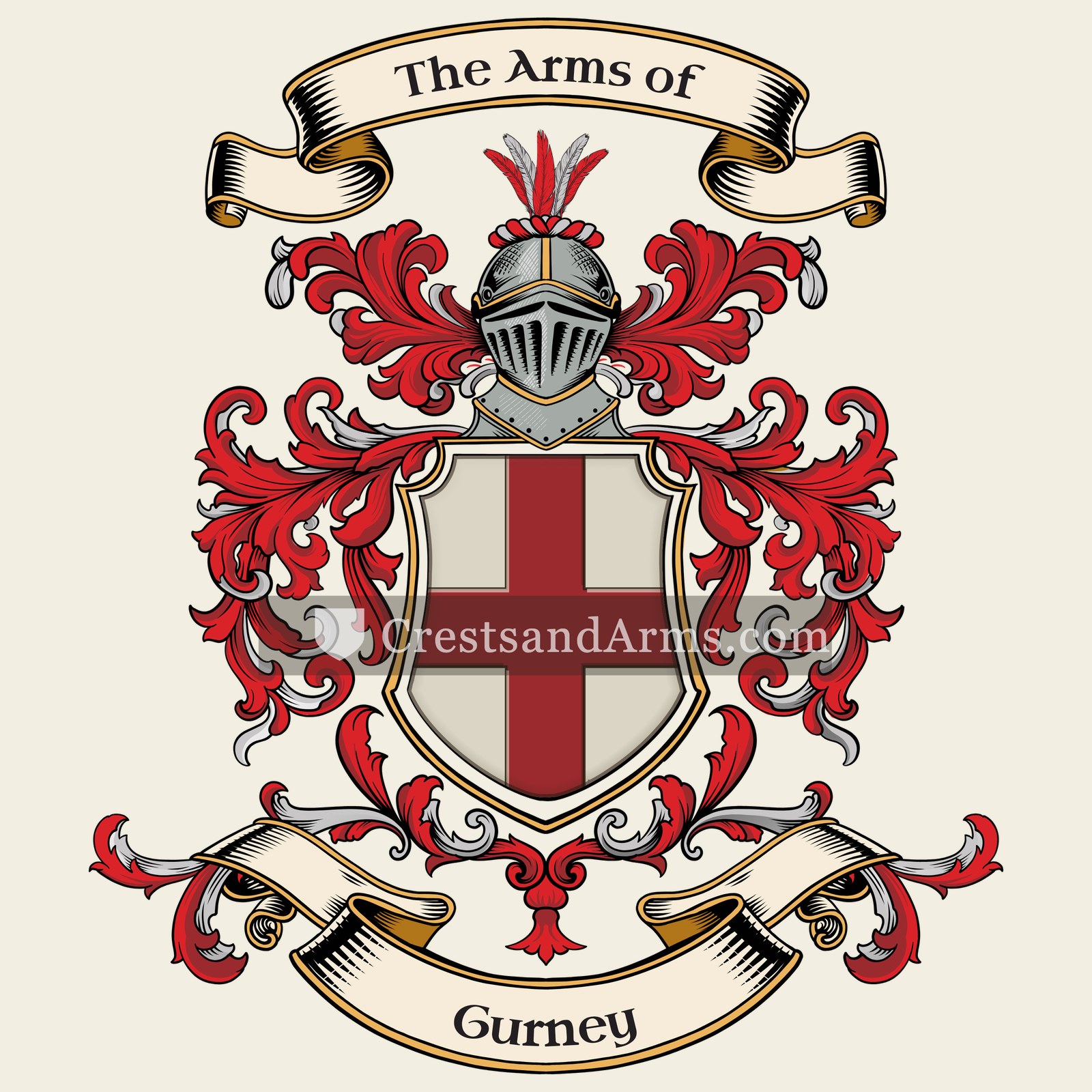 The Gurney coat of arms, drawn from the recorded blazon