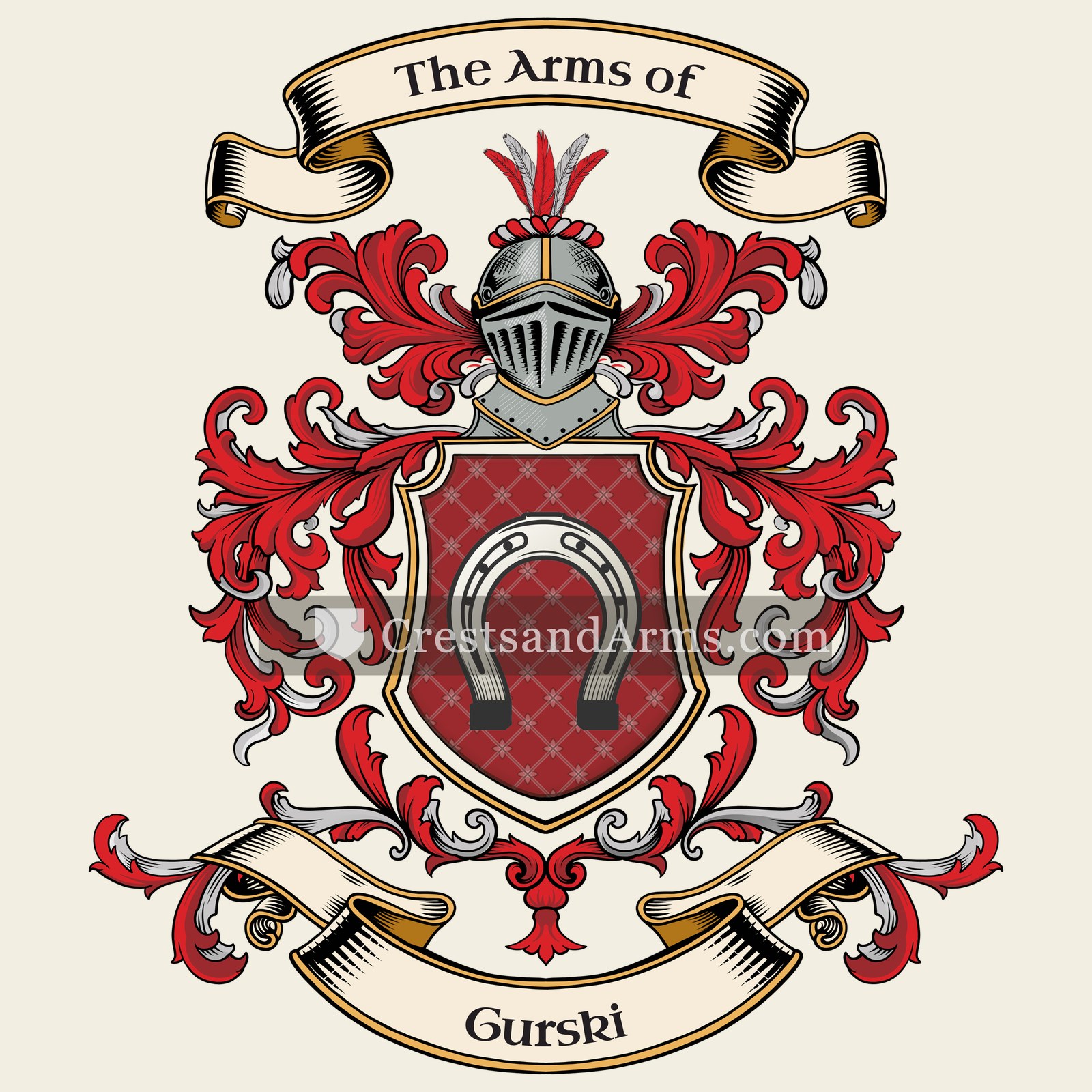 The Gurski coat of arms, drawn from the recorded blazon