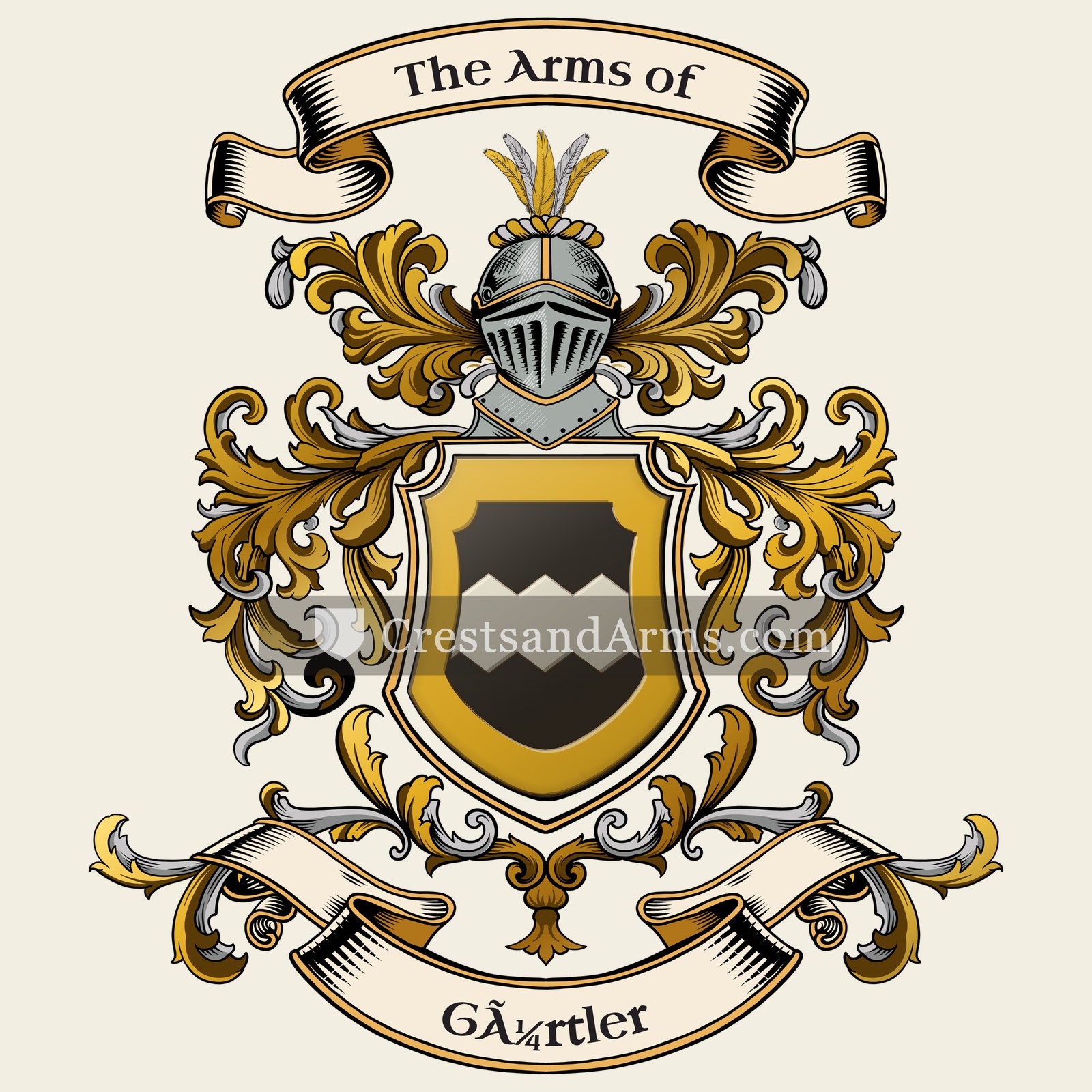 The Gürtler coat of arms, drawn from the recorded blazon