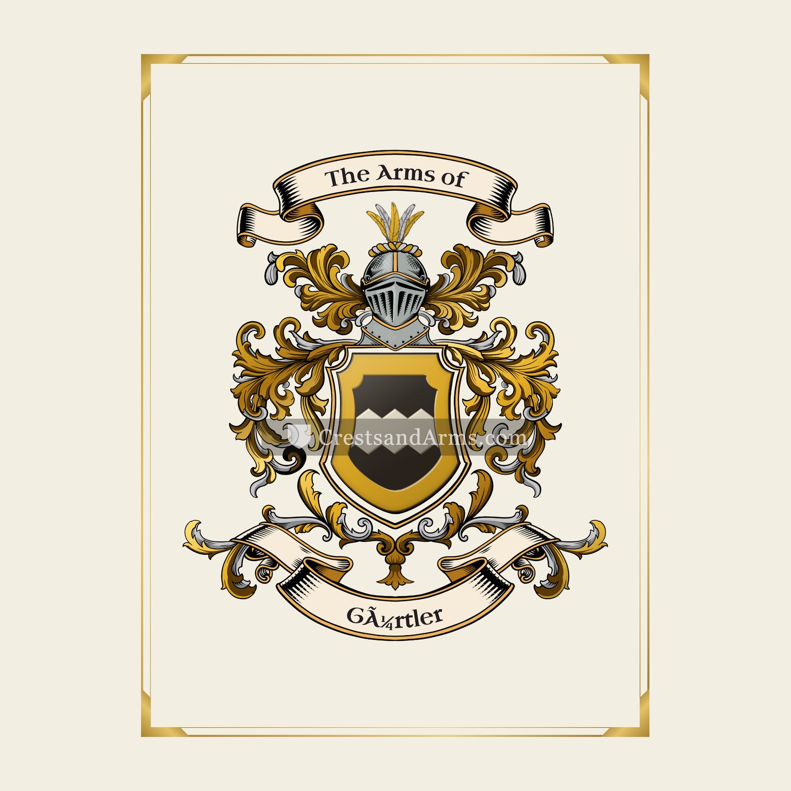 With gold border