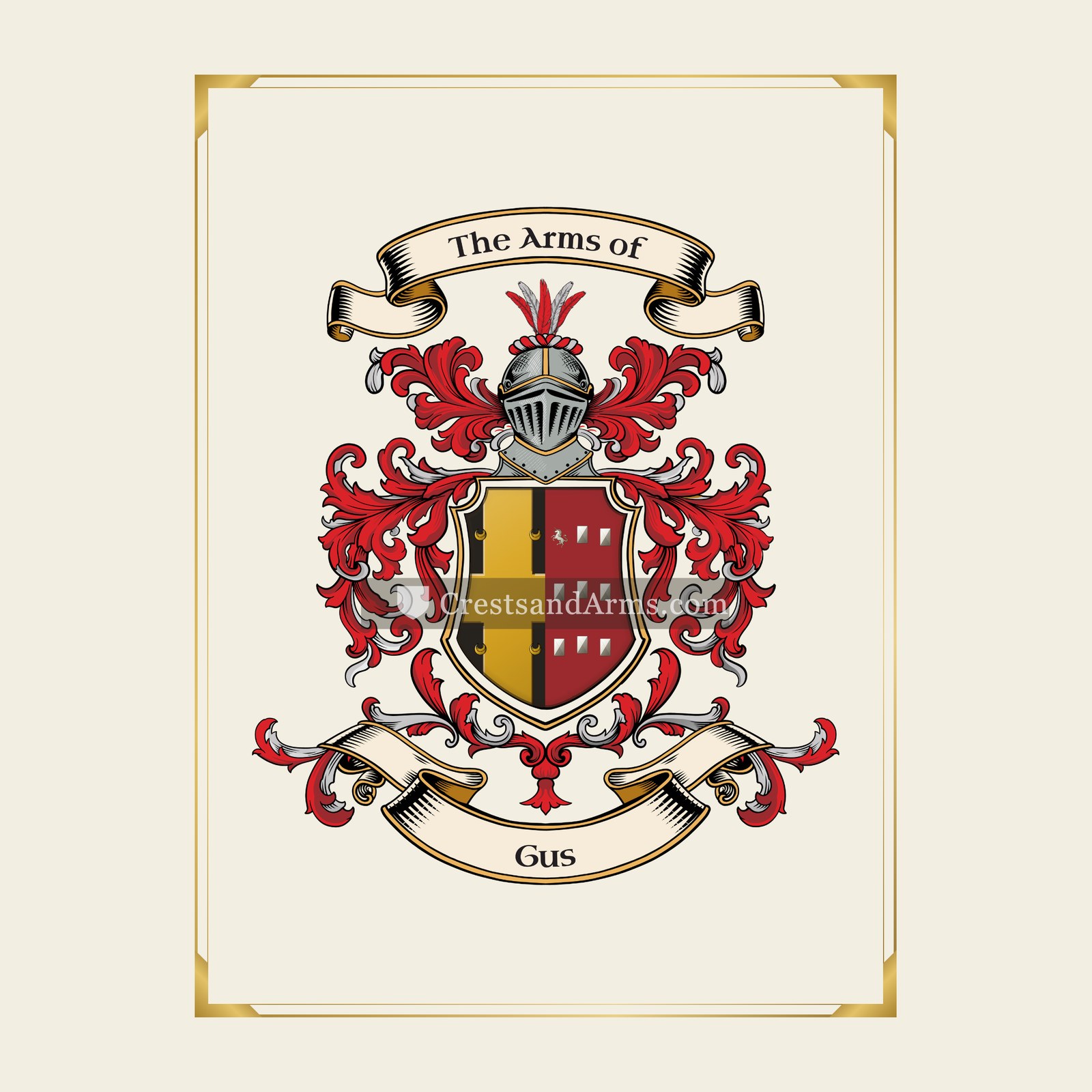 With gold border