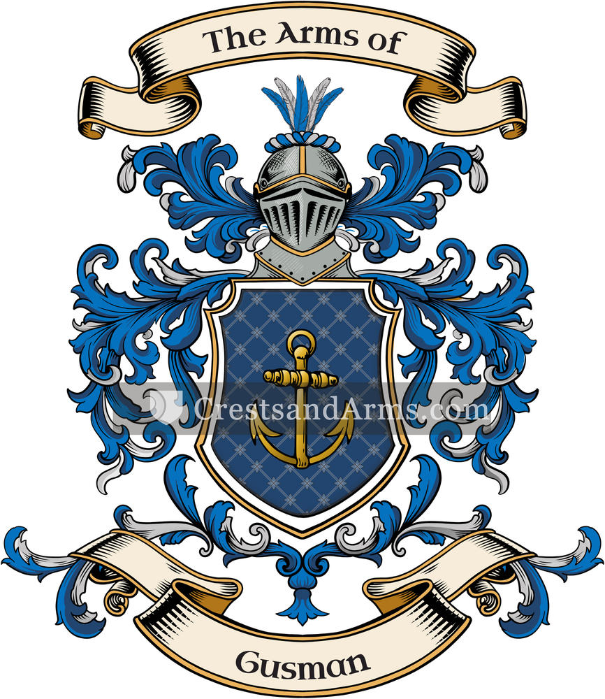 The Gusman coat of arms, drawn from the recorded blazon