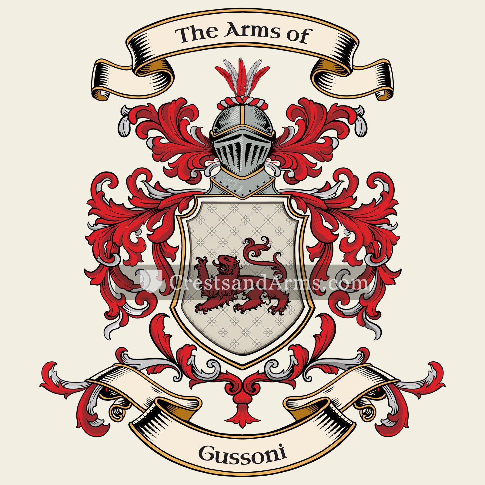 The Gussoni coat of arms, drawn from the recorded blazon