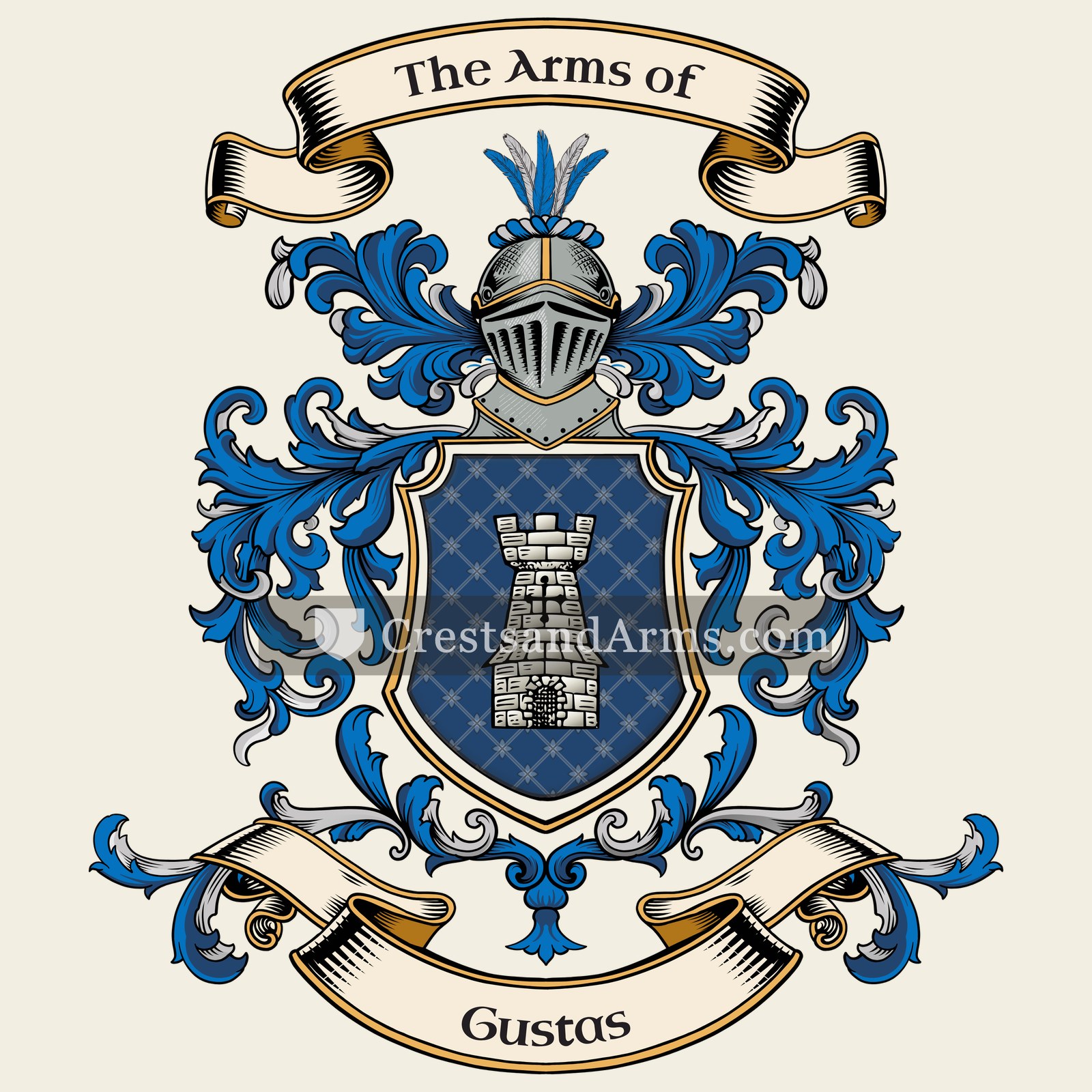 The Gustas coat of arms, drawn from the recorded blazon