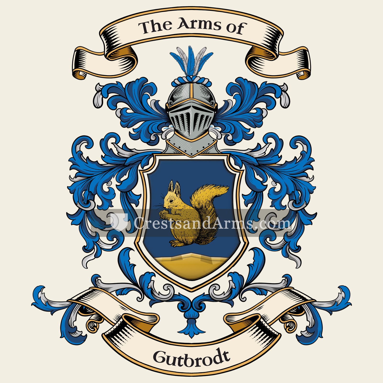 The Gutbrodt coat of arms, drawn from the recorded blazon