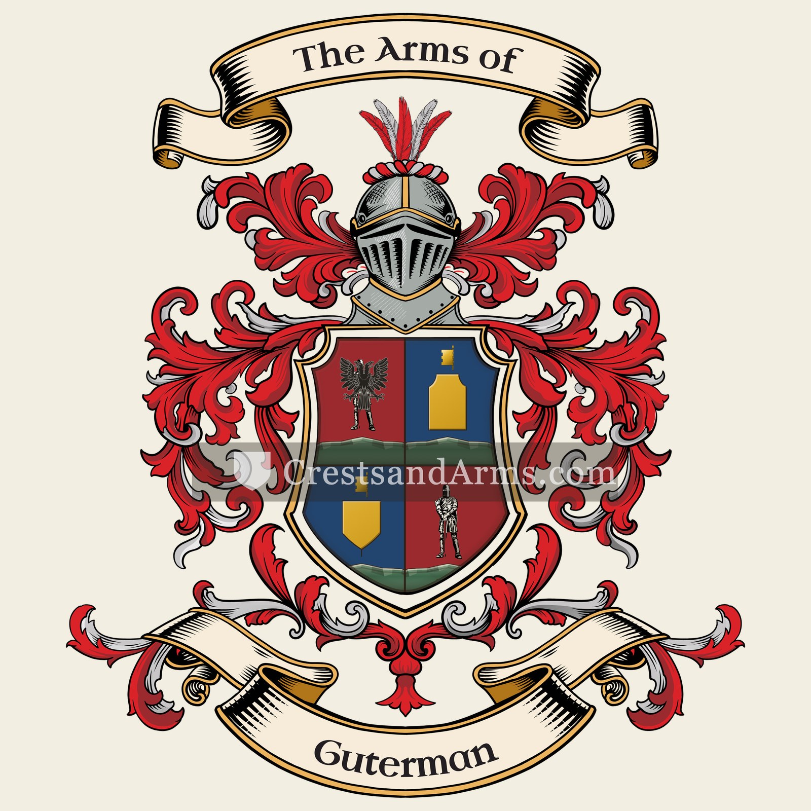 The Guterman coat of arms, drawn from the recorded blazon