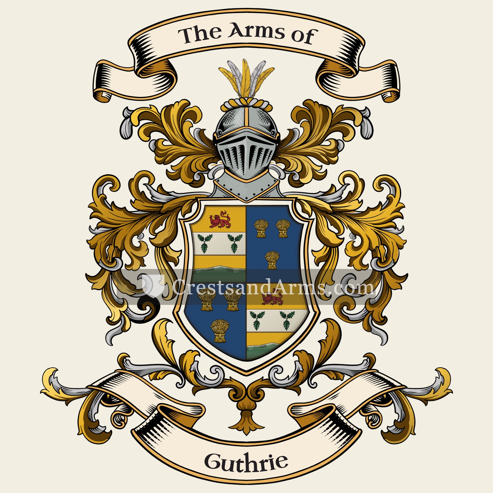The Guthrie coat of arms, drawn from the recorded blazon