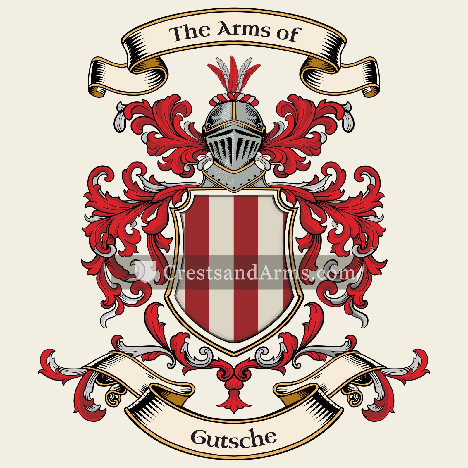 The Gutsche coat of arms, drawn from the recorded blazon