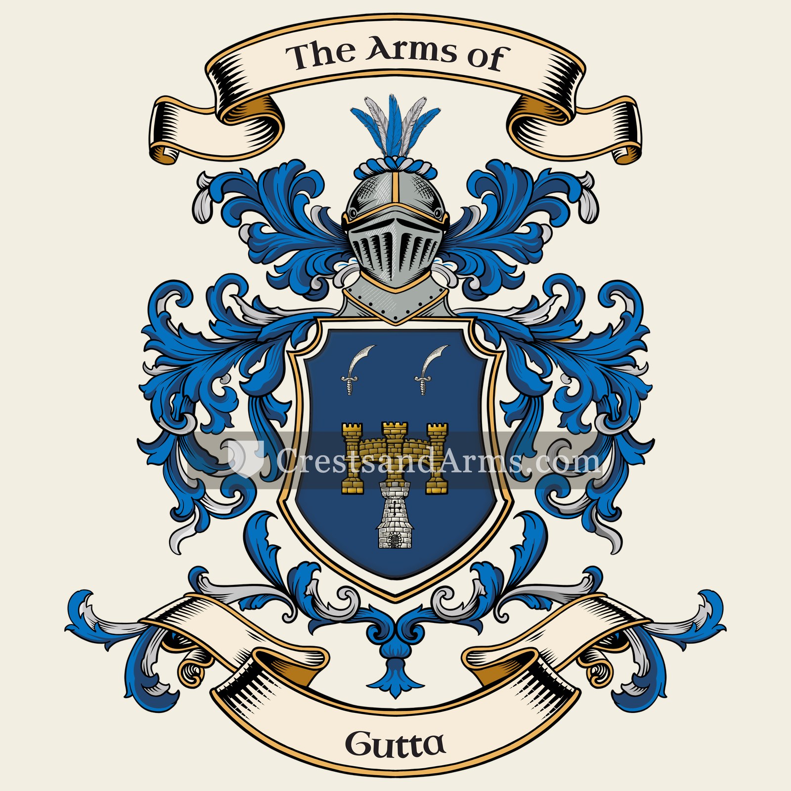The Gutta coat of arms, drawn from the recorded blazon