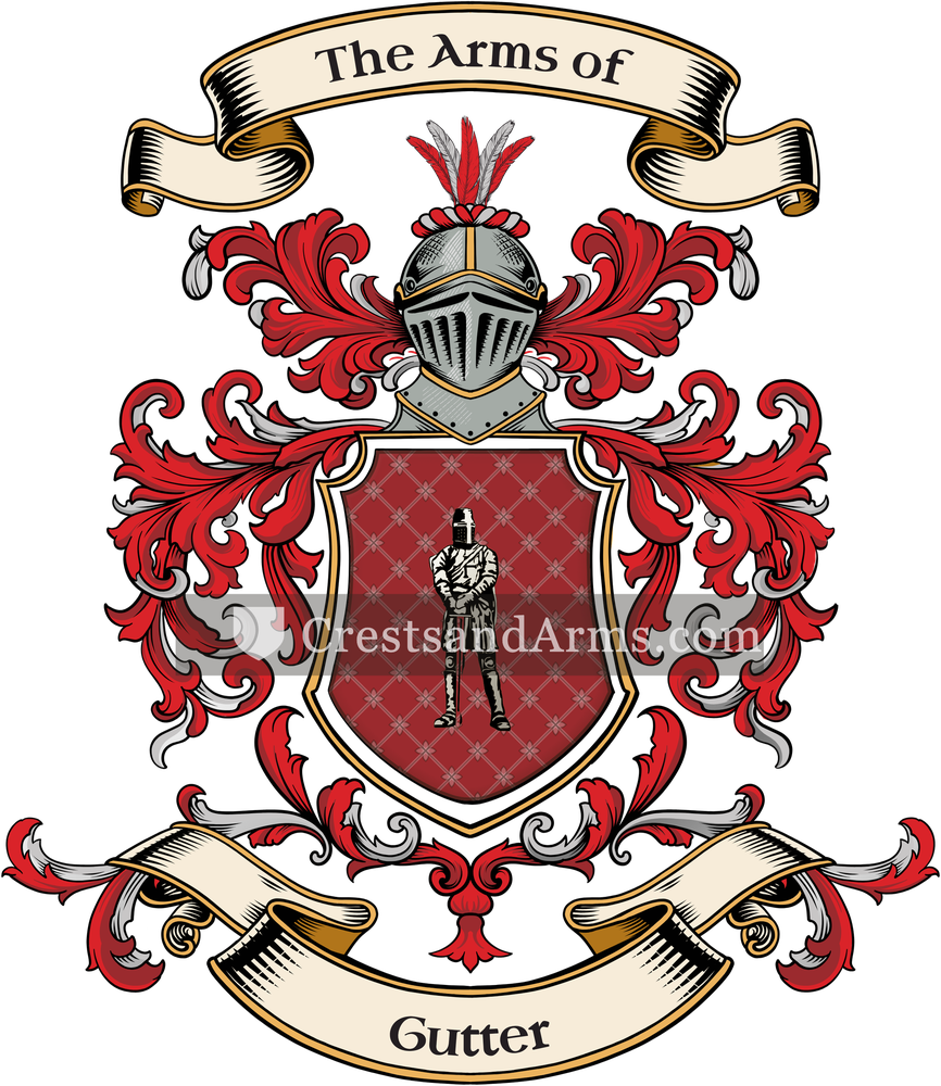 The Gutter coat of arms, drawn from the recorded blazon