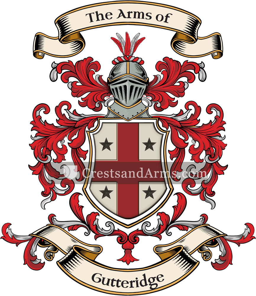 The Gutteridge coat of arms, drawn from the recorded blazon