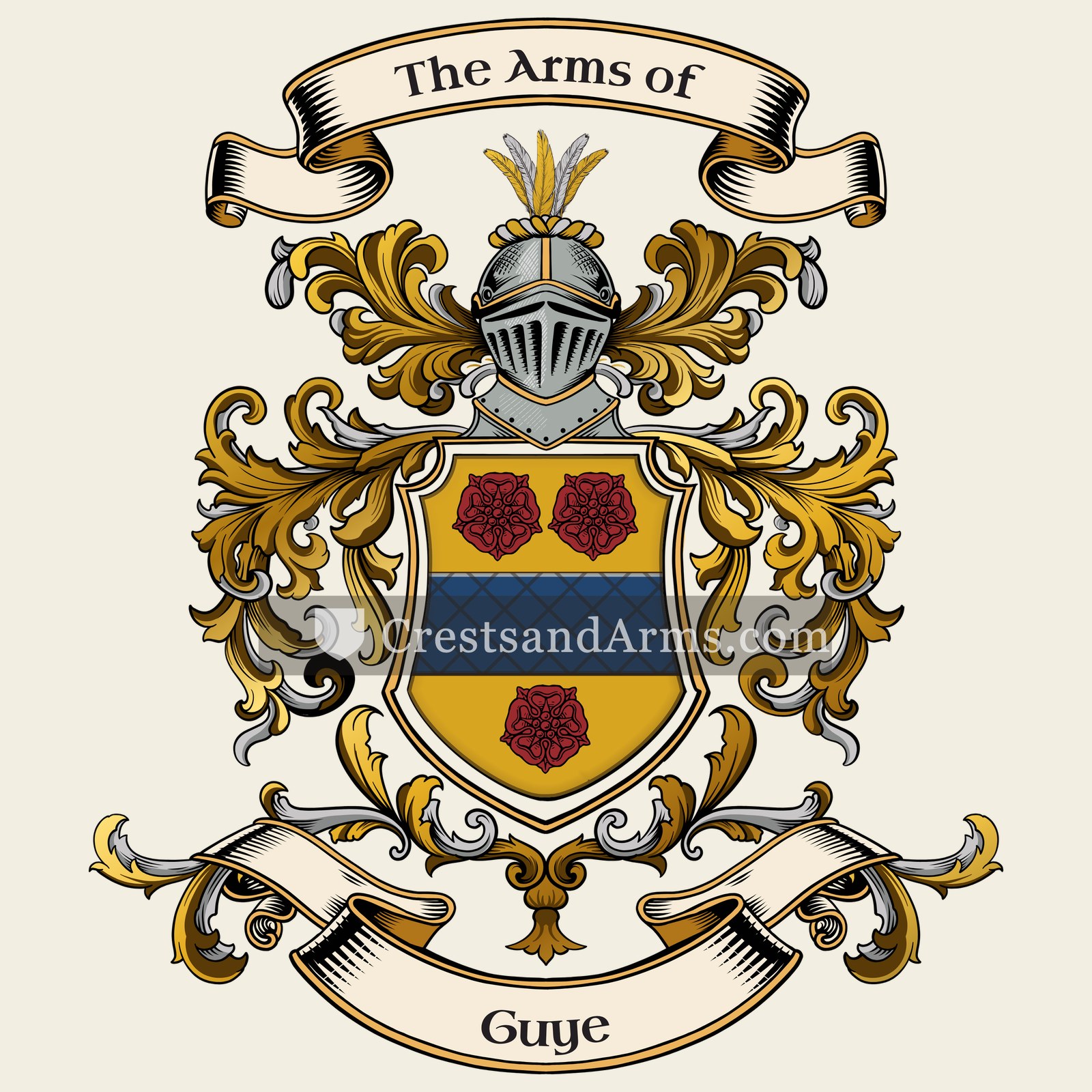 The Guye coat of arms, drawn from the recorded blazon